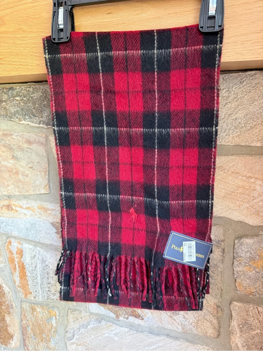 Polo Ralph Lauren Classic Plaid Wool Neck Wrap Scarf NWT